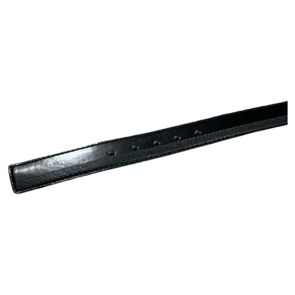 Lebra Men’s Black Leather Belt Nickel Tone Buckle Size Large‎ 38-40 NWT